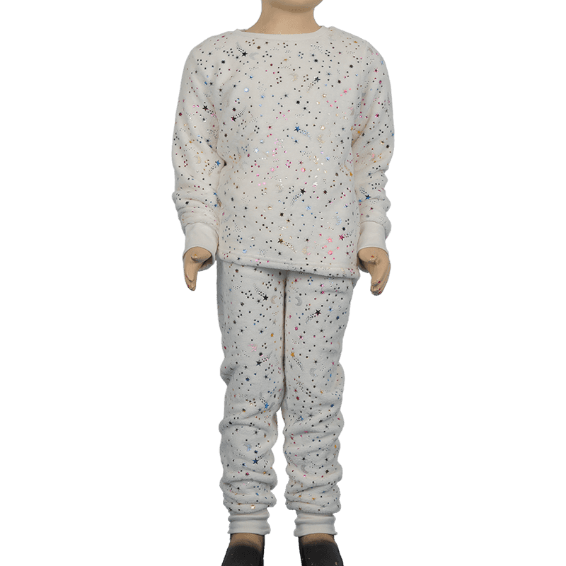 Girls' high quality gilded and silver coral velvet pajama suit