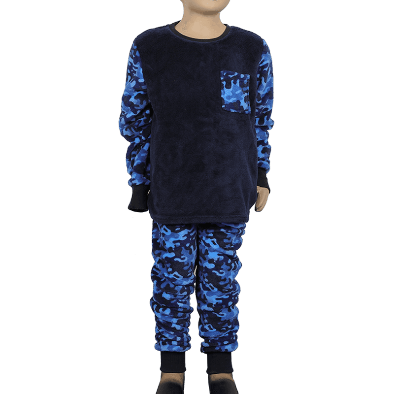 Boys' camouflage printed coral velvet pajama suit