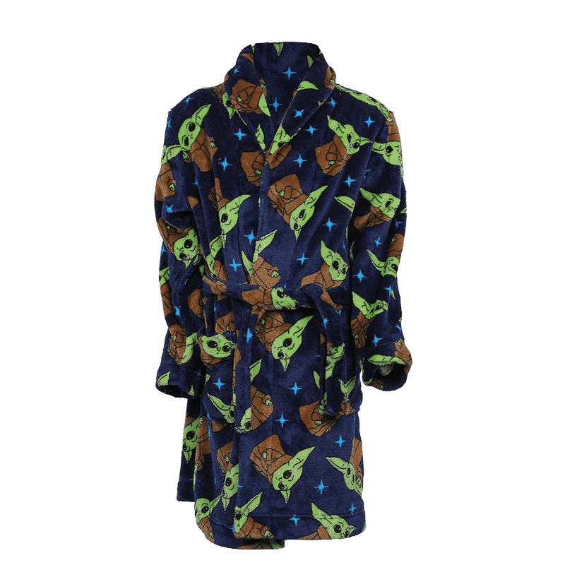 Boys' printed flannel 2-12 years old lapel bathrobe