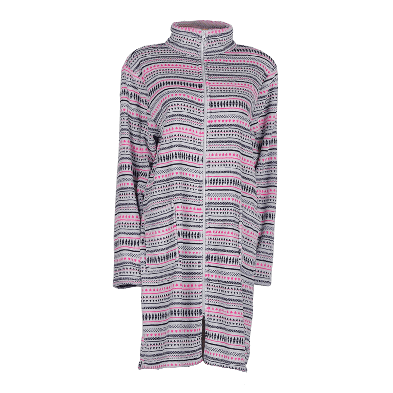 Women's high collar medium length flannel bathrobe